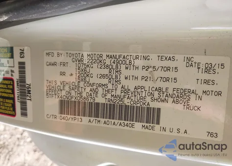 2015 Toyota Tacoma z USA, uszkodzony, nr VIN 5TFTX4CN0FX058679